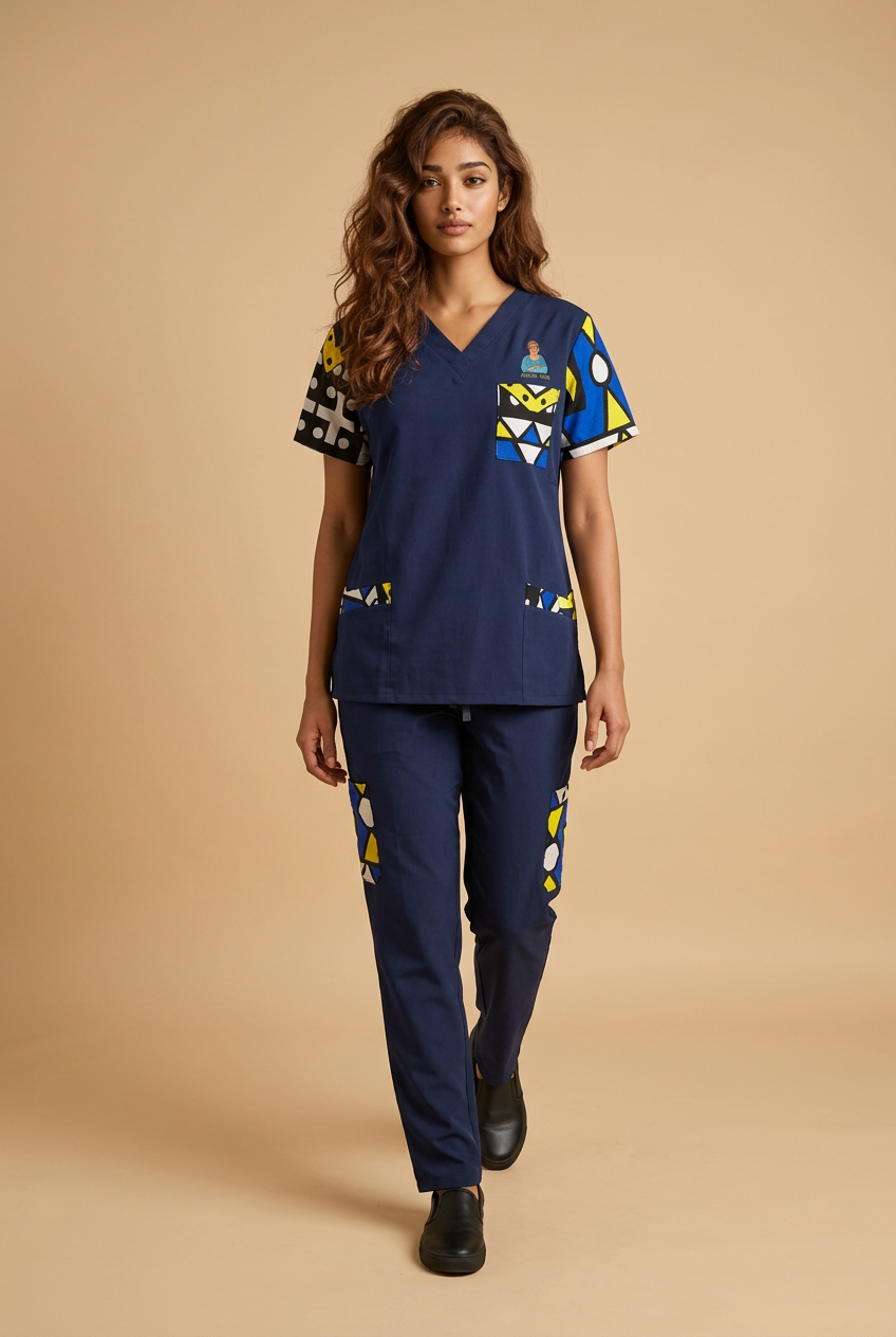 Tenue médicale élégante en Wax – Modèle Océan