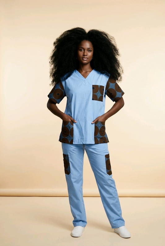 Tenue médicale élégante en Wax – Modèle Blue Sky