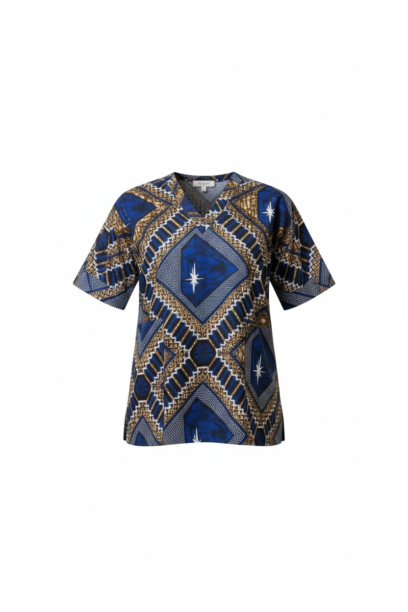 Haut médical en tissu Wax – Modèle Dashiki